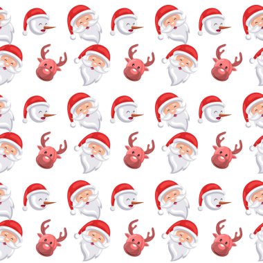 Noel Baba ve Noel Geyiği 'nin gülümseyen yüzleri.