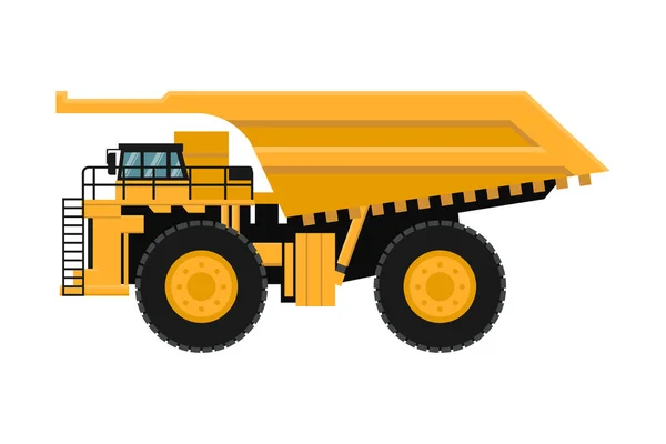 白い背景に巨大な黄色の採掘トラックのベクトル — ストックベクタ