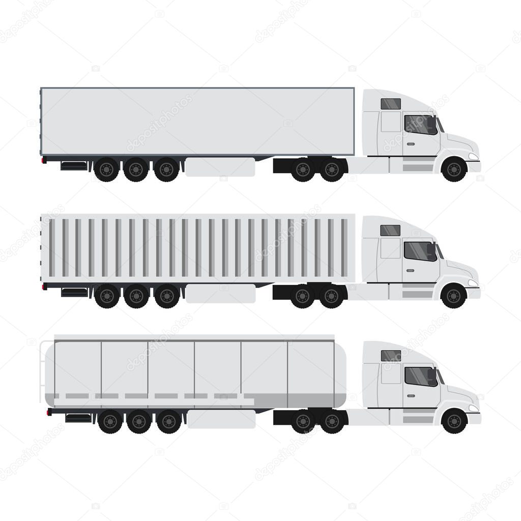 set of trailers moving containers