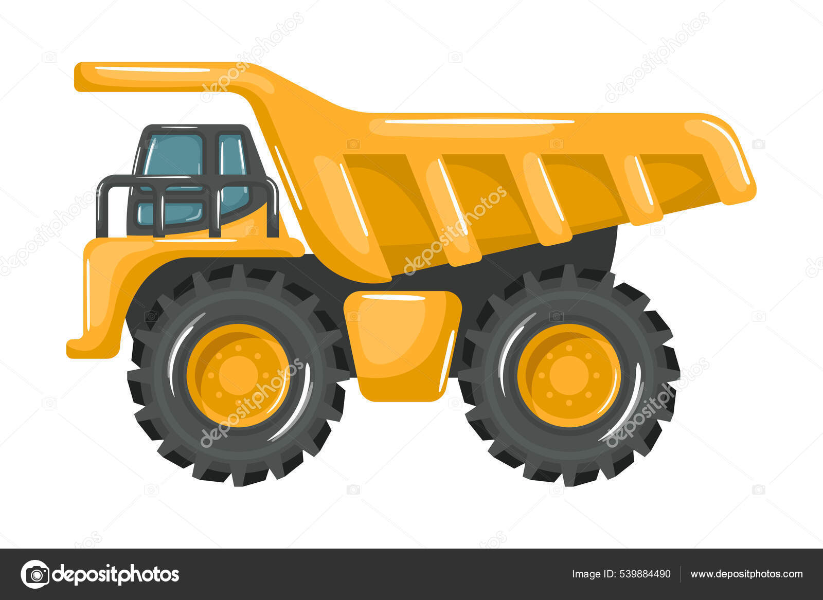 Heavy Machinery Cartoon Style Yellow Mining Truck White Background ストックベクター  ©Ipajoel 539884490, image size:1600x1167
