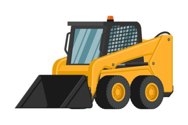 Yellow skid steer 3d heavy machinery on white background