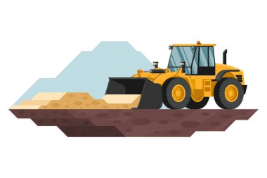 front loader in construction and mining work with heavy machinery 3d