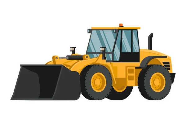 Yellow Heavy Machinery Front Loader White Background — Archivo Imágenes Vectoriales