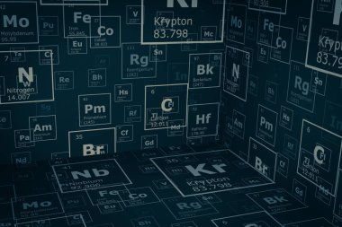3d futuristic background of chemistry of elements of the periodic table, science and engineering background