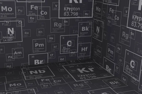 Dark Chemistry Background Elements Periodic Table Science Engineering Background — Stok fotoğraf