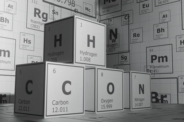 Background Elements Periodic Table Carbon Hydrogen Oxygen Nitrogen Science Engineering — Fotografia de Stock