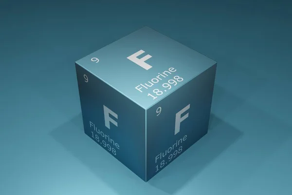 Fluorine Rendering Symbols Elements Periodic Table Atomic Number Atomic Weight — Fotografia de Stock