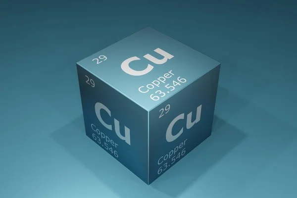 Copper Rendering Symbols Elements Periodic Table Atomic Number Atomic Weight — Foto Stock