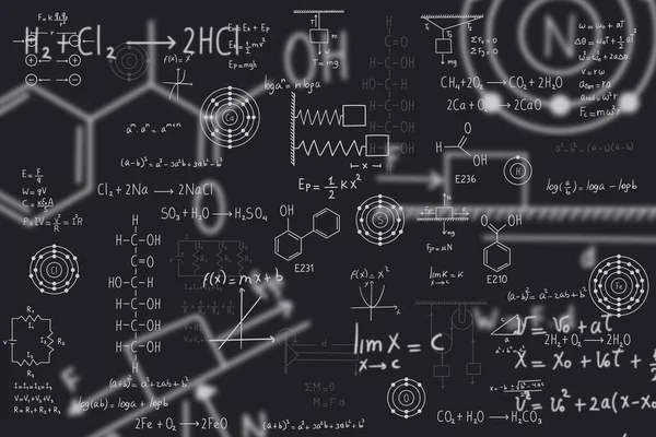 Calculus Equations Algebra Organic Chemistry Chemical Reactions Chemical Elements Physics — Vector de stock