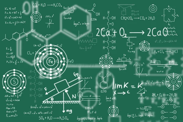Calculus Equations Algebra Organic Chemistry Chemical Reactions Chemical Elements Physics — Stockvektor