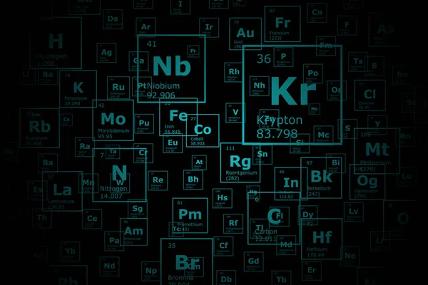 Футуристичний Фон Періодичної Таблиці Хімічних Елементів Атомним Числом Атомною Вагою — стоковий вектор