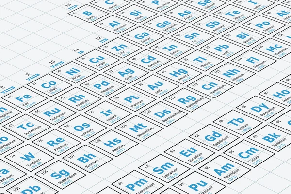 Periodic Table Chemical Elements Perspective Atomic Number Atomic Weight Element — Stockvektor