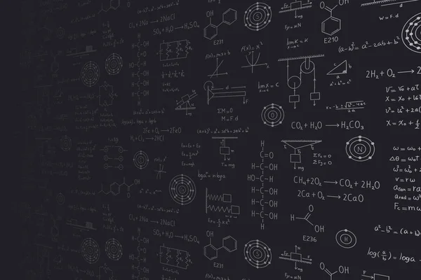 Calculus Equations Perspective Algebra Organic Chemistry Chemical Reactions Chemical Elements — Archivo Imágenes Vectoriales