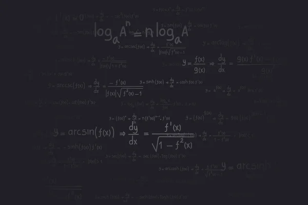 Logarithmic Derivative Trigonometric Logarithmic Hyperbolic Inverse Equations Formulas Black Background — Vector de stock