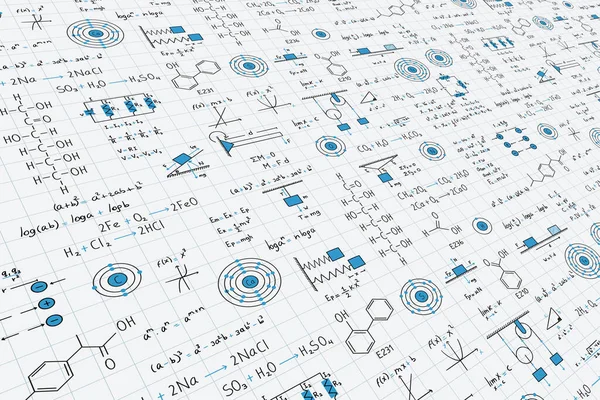 Расчетные Уравнения Алгебра Органическая Химия Химические Реакции Химические Элементы Физика — стоковый вектор