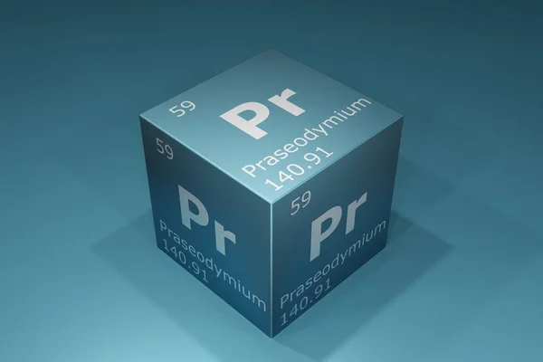 Praseodymium Rendering Symbols Elements Periodic Table Atomic Number Atomic Weight — Foto Stock