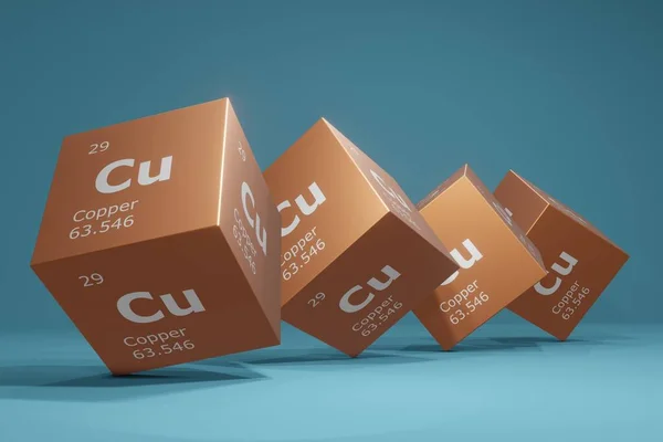 Rendering Copper Chemical Element Periodic Table Education Science Technology Background — 스톡 사진