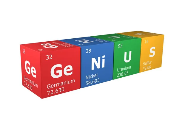 Rendering Cubes Elements Periodic Table Germanium Nickel Uranium Sulfur Forming — Foto de Stock