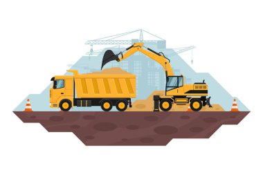 Heavy machinery stage background of telescopic crane used in the construction industry