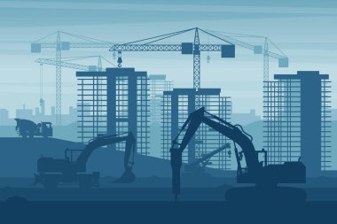Heavy machinery stage background of telescopic crane used in the construction industry