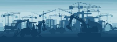 Heavy machinery stage background of telescopic crane used in the construction industry