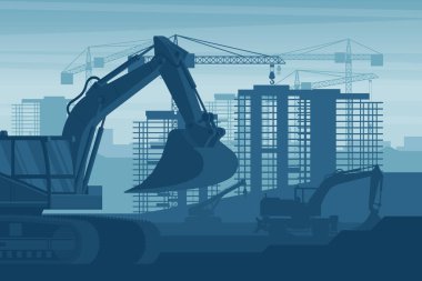 Heavy machinery stage background of telescopic crane used in the construction industry