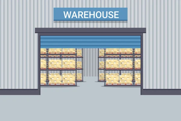 Industrial Warehouse Storage Products Industrial Metal Racks Shelves Pallet Support —  Vetores de Stock