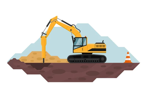 Heavy Machinery Stage Background Telescopic Crane Used Construction Industry — Stock Vector