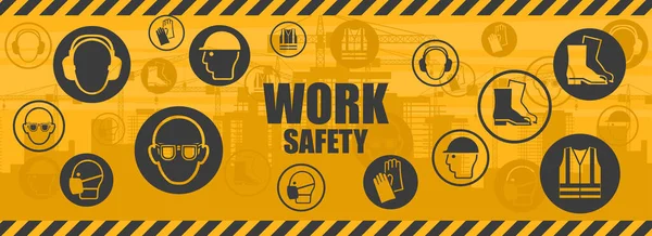Background Icons Pictograms Industrial Safety Occupational Health Personal Protection Equipment —  Vetores de Stock