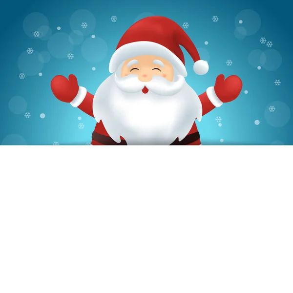 Merry Christmas Card Santa Claus Waving Winter Landscape Good Night — Stockový vektor