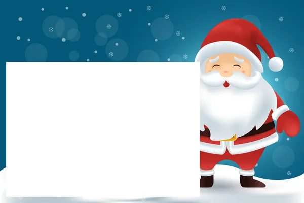 Merry Christmas Card Santa Claus Winter Landscape Christmas Greeting Card — Stockový vektor