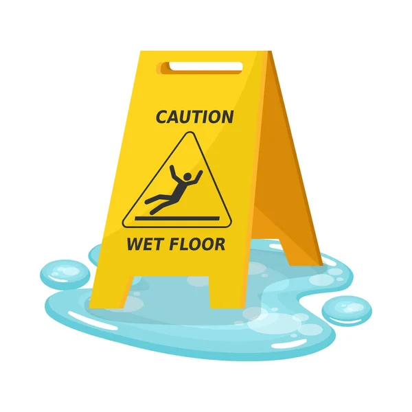 Wet Floor Warning Caution Sign Avoid Falls Accidents Industrial Safety — 图库矢量图片