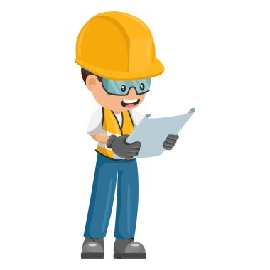 Construction engineer supervising construction plan on site. industrial worker with his personal protective equipment. Industrial safety and occupational health at work