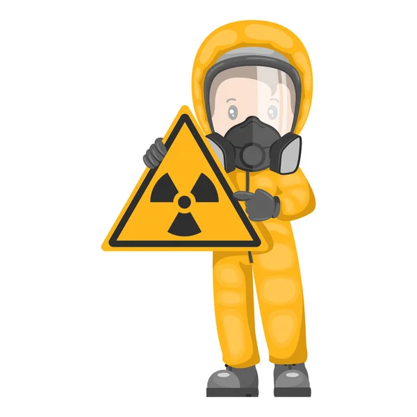 Industrial Worker Radioactive Hazard Sign Warning Pictogram Icon Caution Radioactive — Vetor de Stock