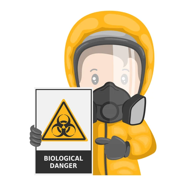 Industrial Worker Biohazard Sign Warning Biological Hazard Caution Icon Pictogram — Stok Vektör