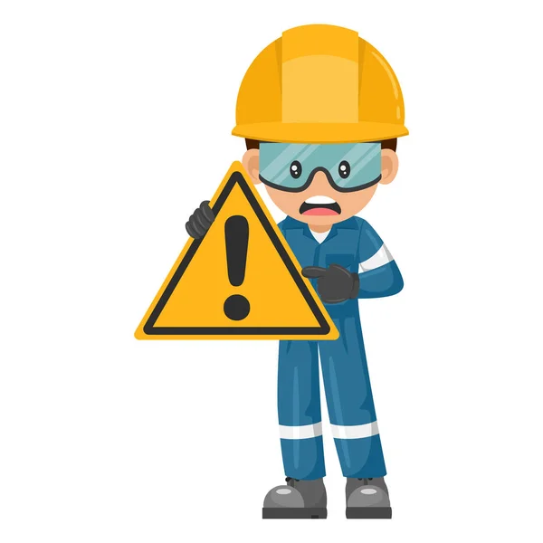 Industrial Worker Danger Sign Warning Caution Pictogram Icon Worker Personal — Vettoriale Stock