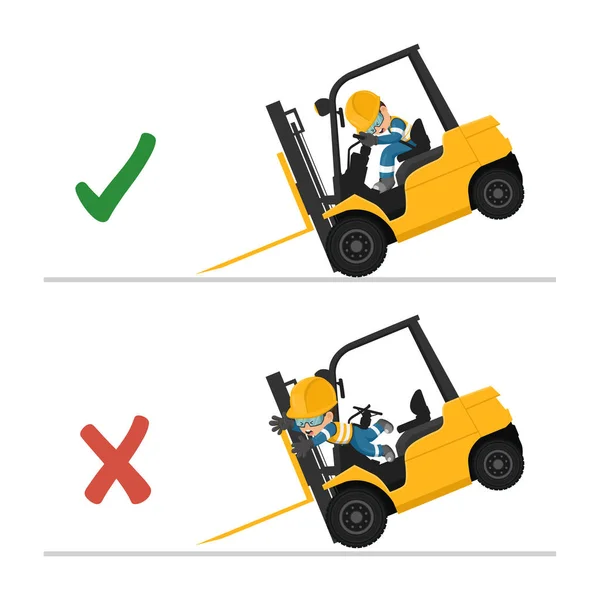 포크리프트가 뒤집힐 때어떻게 리프트 트럭의 사고였어 — 스톡 벡터