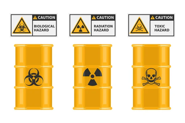 Pictogramas Sinais Perigos Barril Materiais Tóxicos Radioativos Biológicos Gestão Substâncias — Vetor de Stock