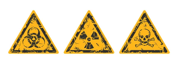 Fareadvarselsskilt Piktogrammer Giftige Radioaktive Biologiske Materialer Forvaltning Farlige Stoffer Materialer – Stock-vektor