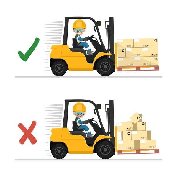 Sicurezza Nella Movimentazione Carrello Elevatore Assicurarsi Che Carico Sia Correttamente — Vettoriale Stock