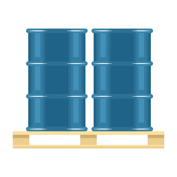 液压油或工业用油的金属桶堆在托盘上 危险物质和材料的管理 — 图库矢量图片