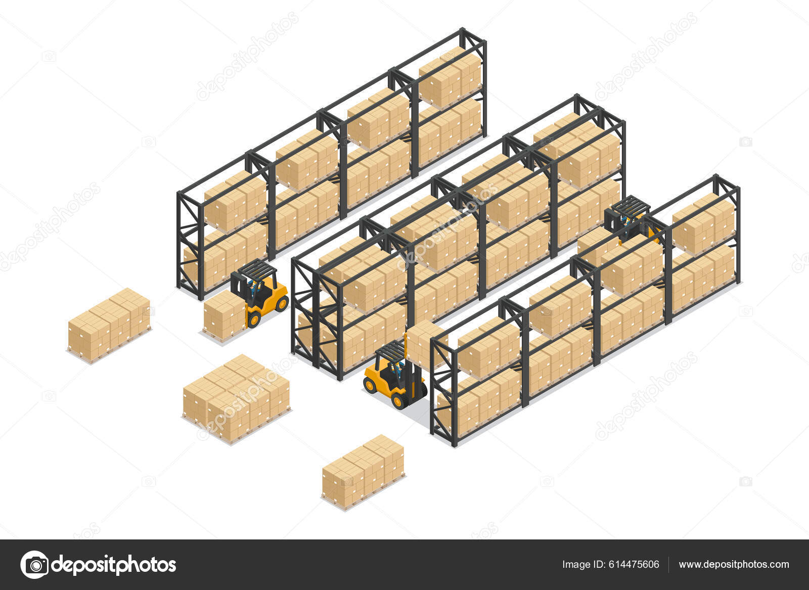 Armazém Isométrico Com Prateleiras Armazenamento Rack Metal Caixas Paletes  Transportadas Vetor de ©Ipajoel 614475606, image size:1600x1167