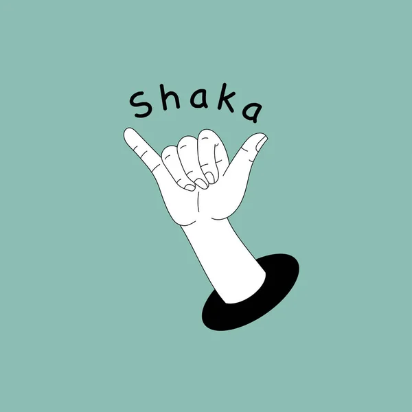 Shaka Hand Sign Ilustração Vetorial Este Gesto Tem Forma Dedo — Vetor de Stock