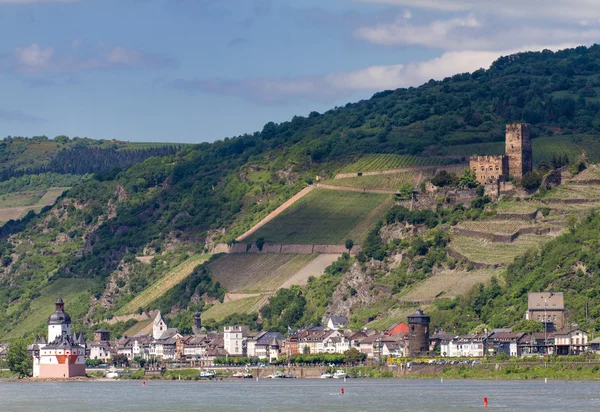 Rhine valley at the city of Kaub — Stock Photo, Image