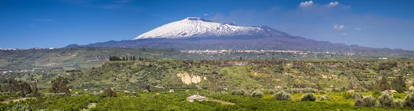 Panorama of the snow capped Etna — Stock Photo, Image