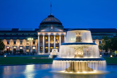 Kurhaus Wiesbaden at twilight clipart