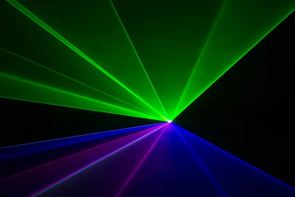 Blue, green, and red laser beams
