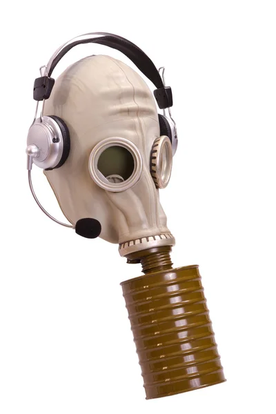 Plynová maska s stereoear telefony — Stock fotografie