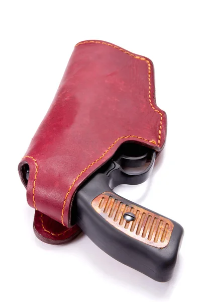 Handgun in a leather holster — Stock Photo, Image
