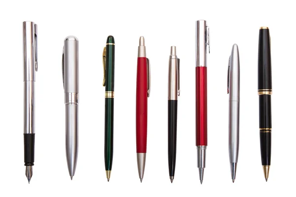 Eight different pens Royalty Free Stock Photos